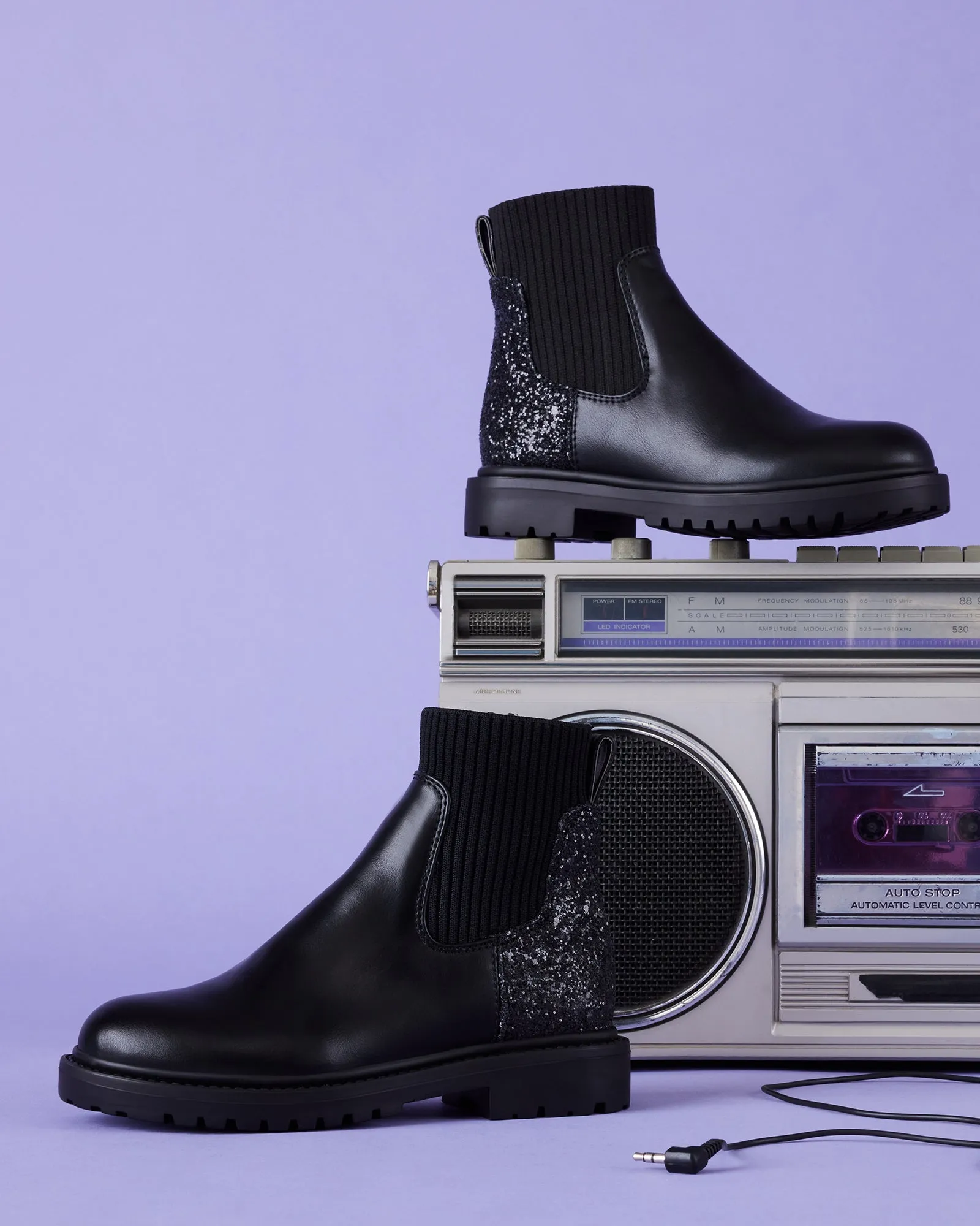 KIDS' LILYANA BLACK GLITTER