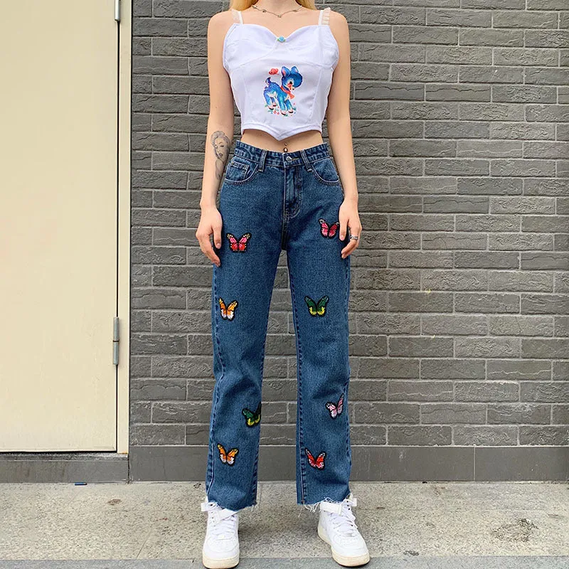 [@klaudiabieszcz] "COLOR BUTTERFLY" JEANS N090209