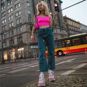 [@klaudiabieszcz] "COLOR BUTTERFLY" JEANS N090209