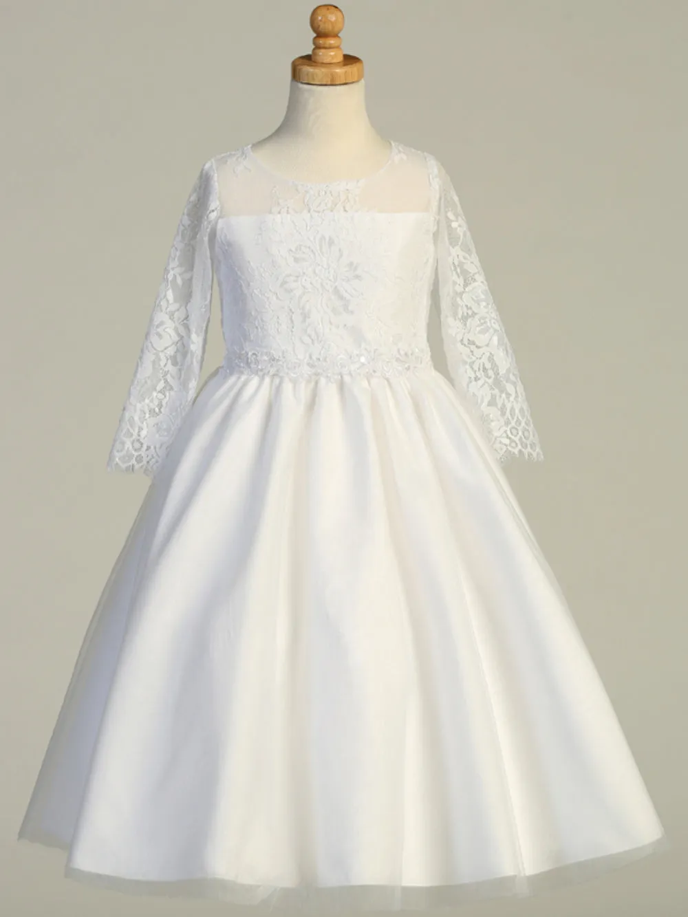 Lace First Communion Dress with Three-Quarter Sleeves - SP172