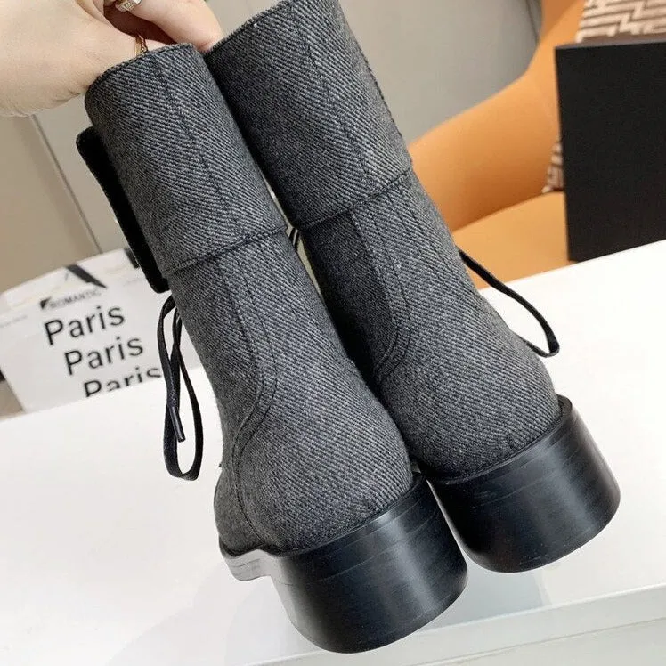 Lace Up Real Leather Martin Boots Women Pearl Chelsea Boots