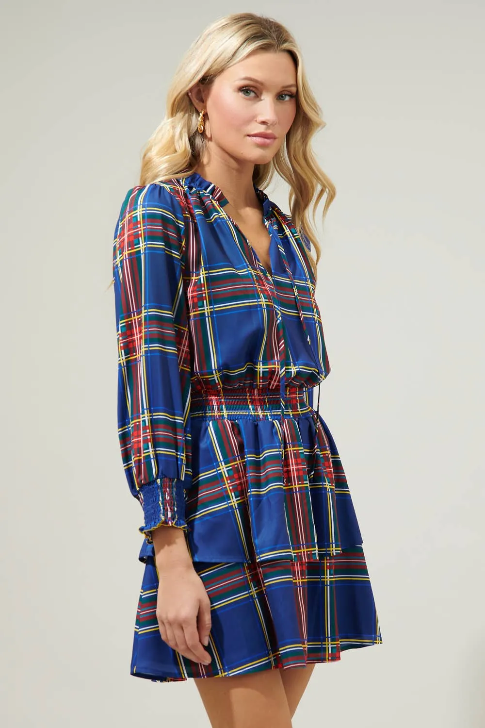 Lakeview Plaid Clifton Double Ruffle Dress