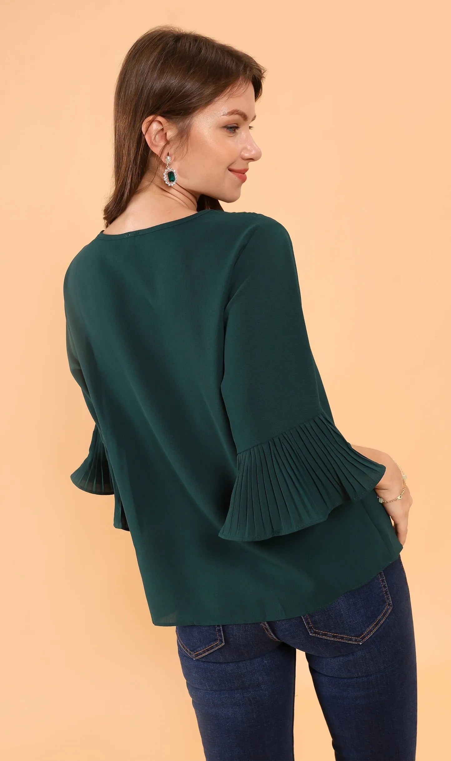 LAYLA Flared-Sleeve Top (Emerald)