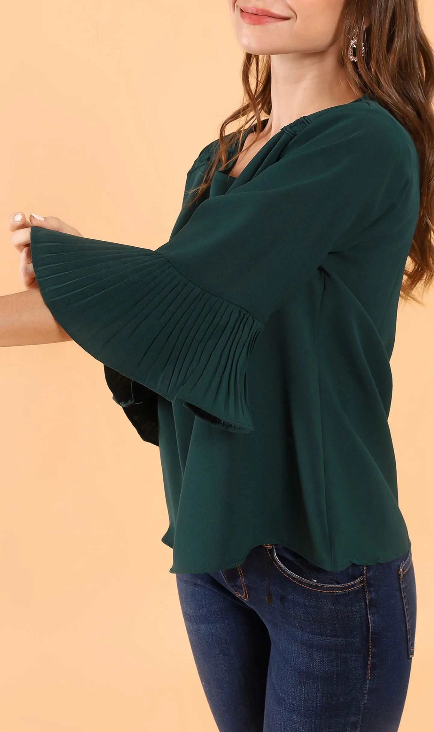 LAYLA Flared-Sleeve Top (Emerald)