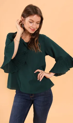 LAYLA Flared-Sleeve Top (Emerald)