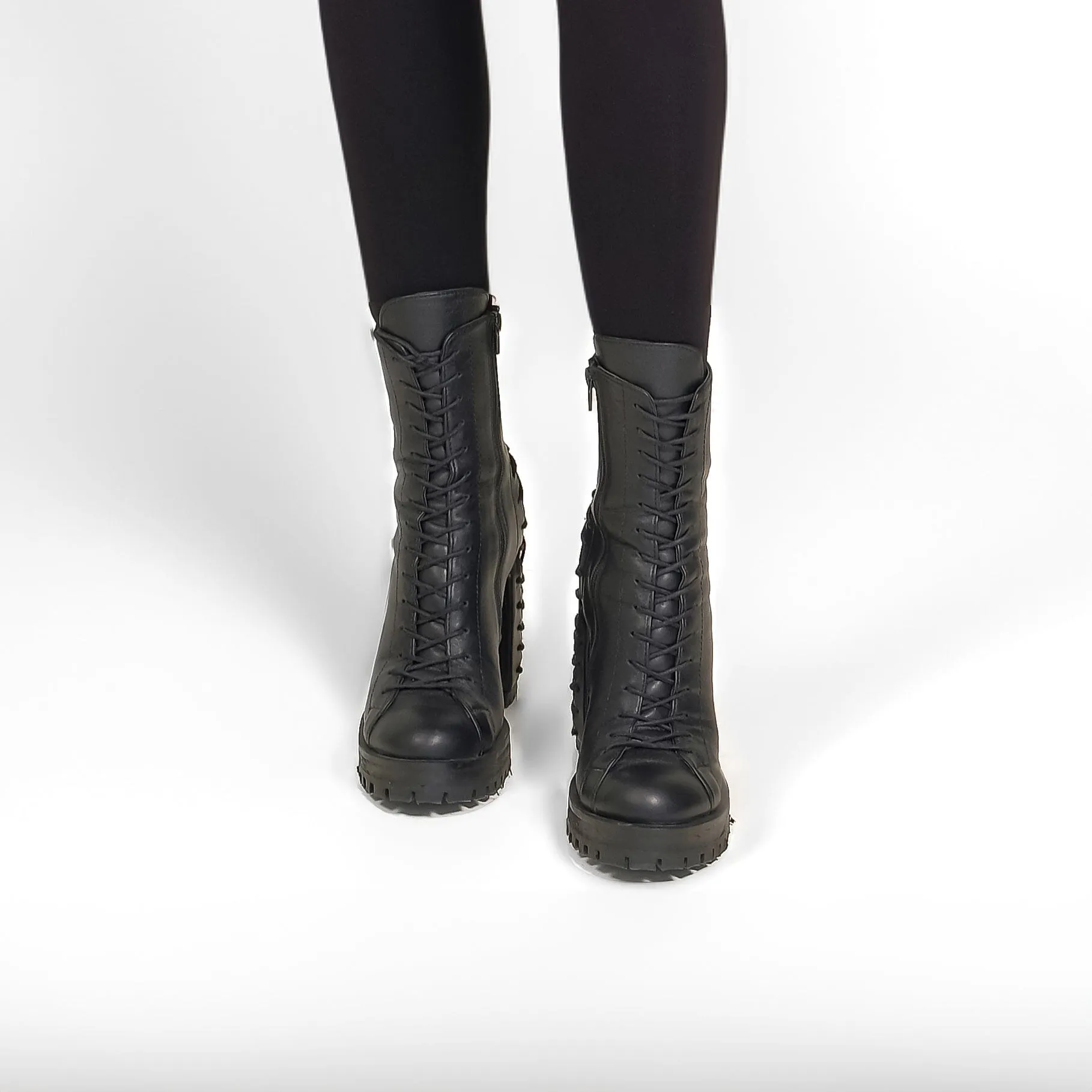 Leather Ankle Booties with Heels
