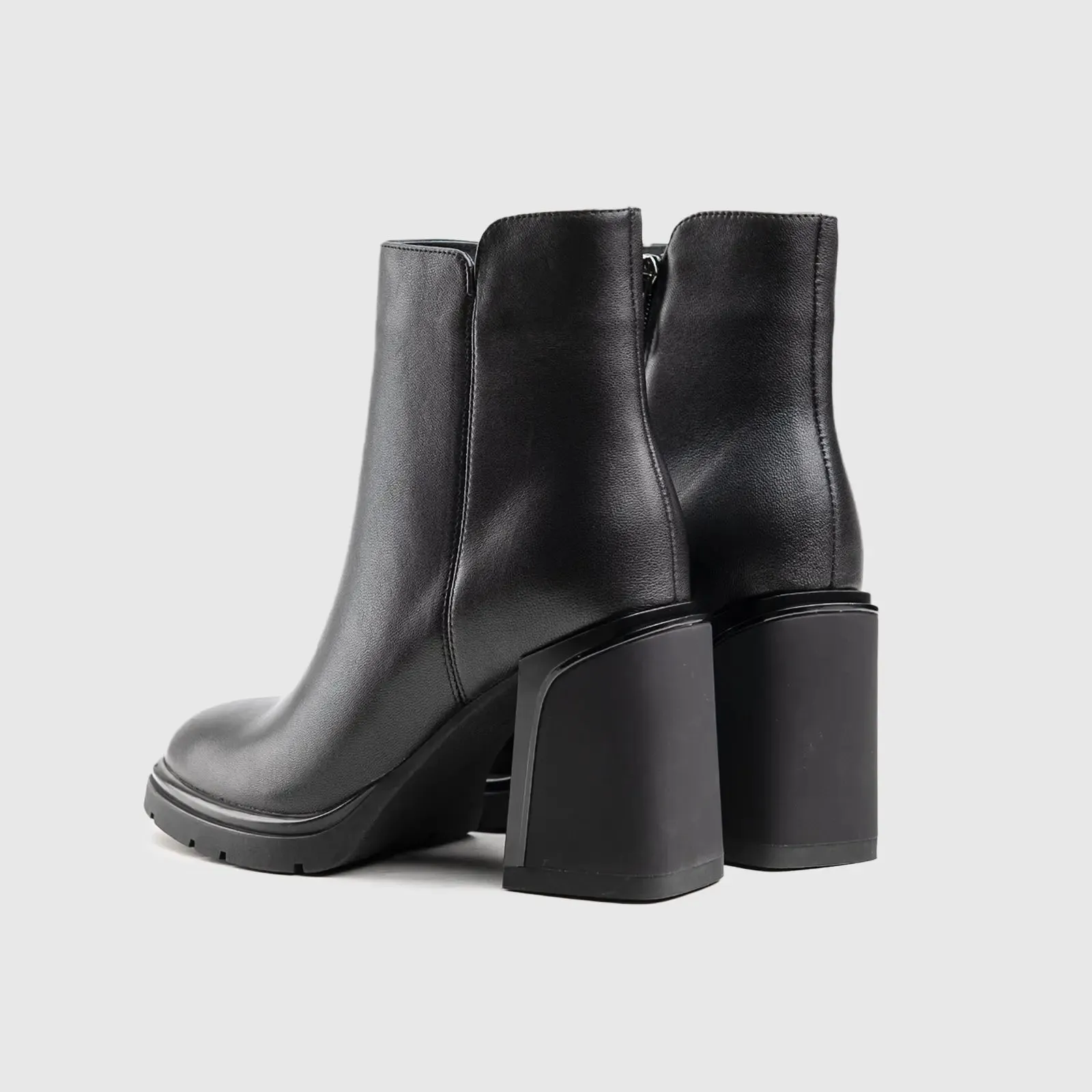 Leather Ankle Heel Dress Boots Black Lar011