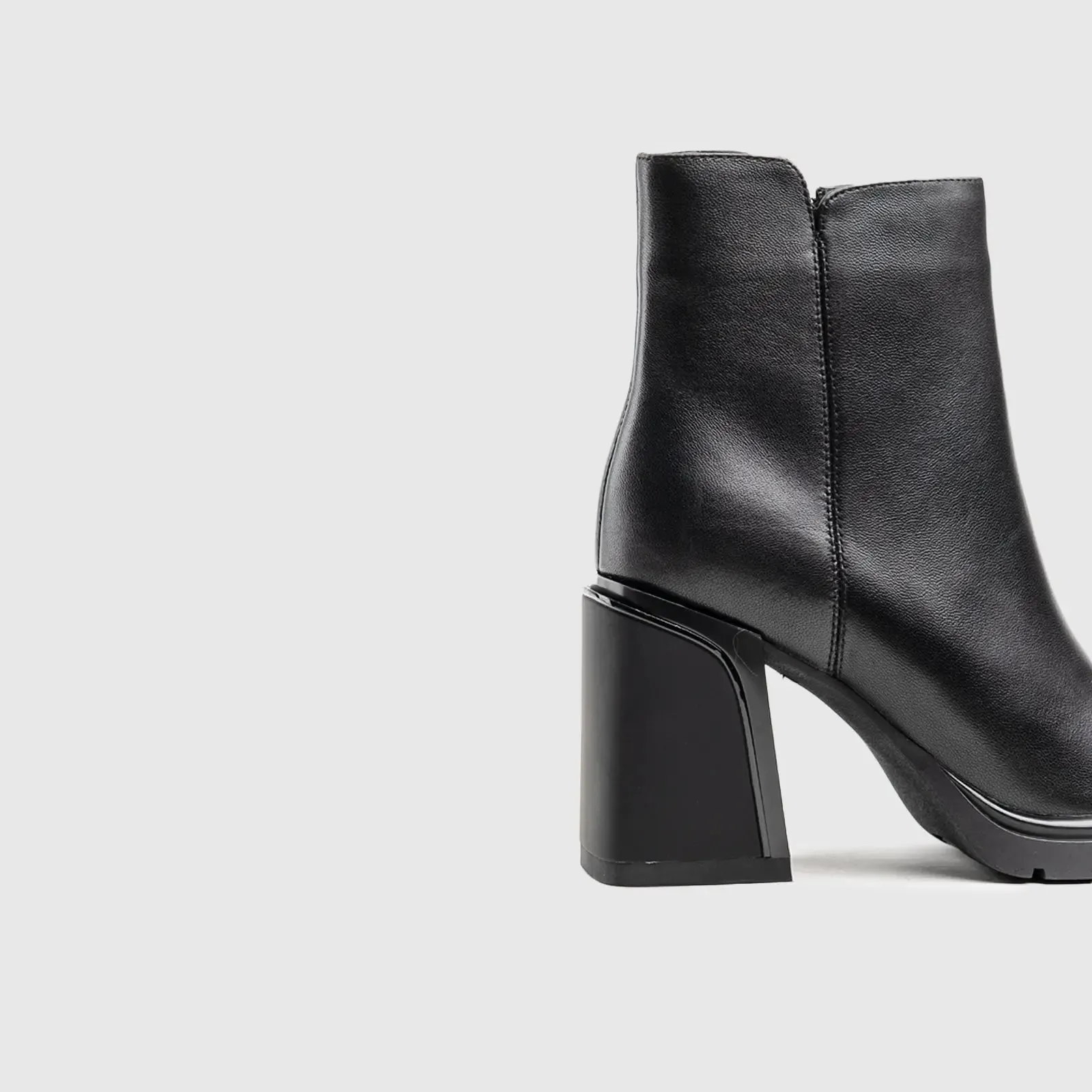 Leather Ankle Heel Dress Boots Black Lar011