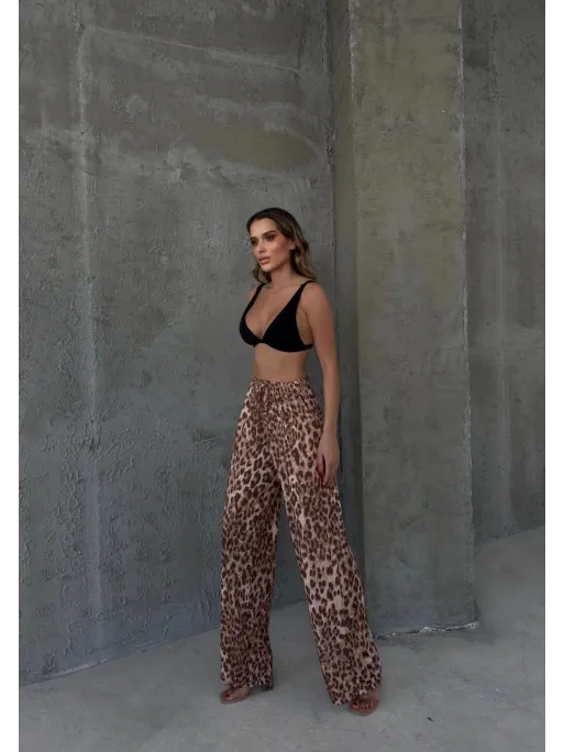 Leopard Patterned Waist Belt Trousers