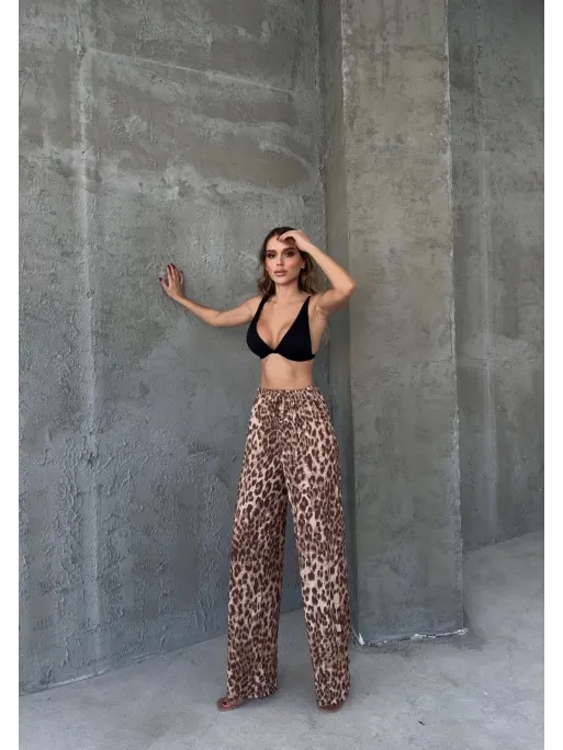 Leopard Patterned Waist Belt Trousers