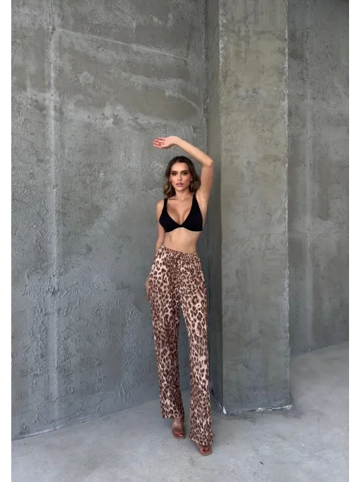 Leopard Patterned Waist Belt Trousers