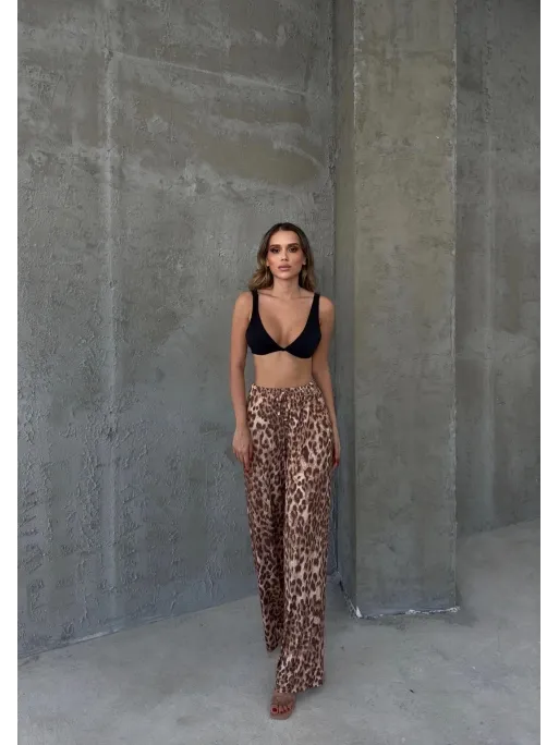 Leopard Patterned Waist Belt Trousers