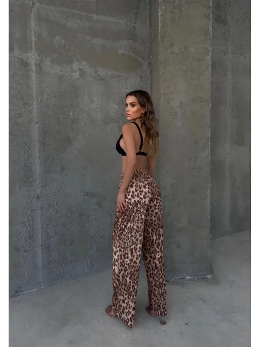 Leopard Patterned Waist Belt Trousers