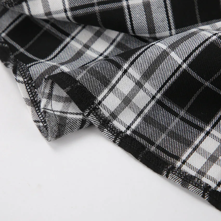 Long Sleeve Plaid Button Blouses