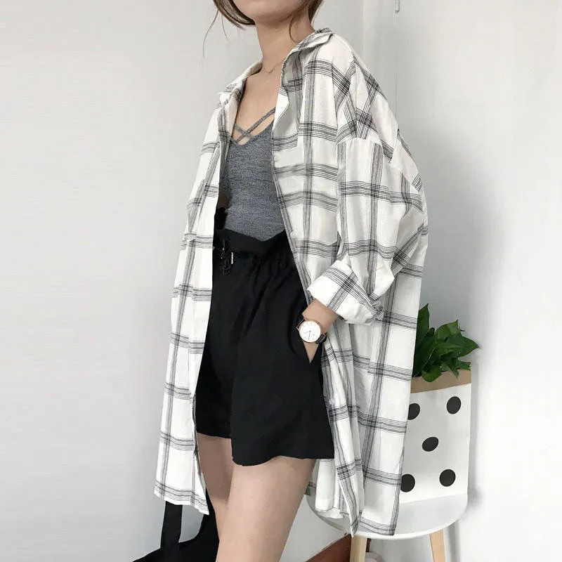 Loose Oversize Casual Plaid Shirt