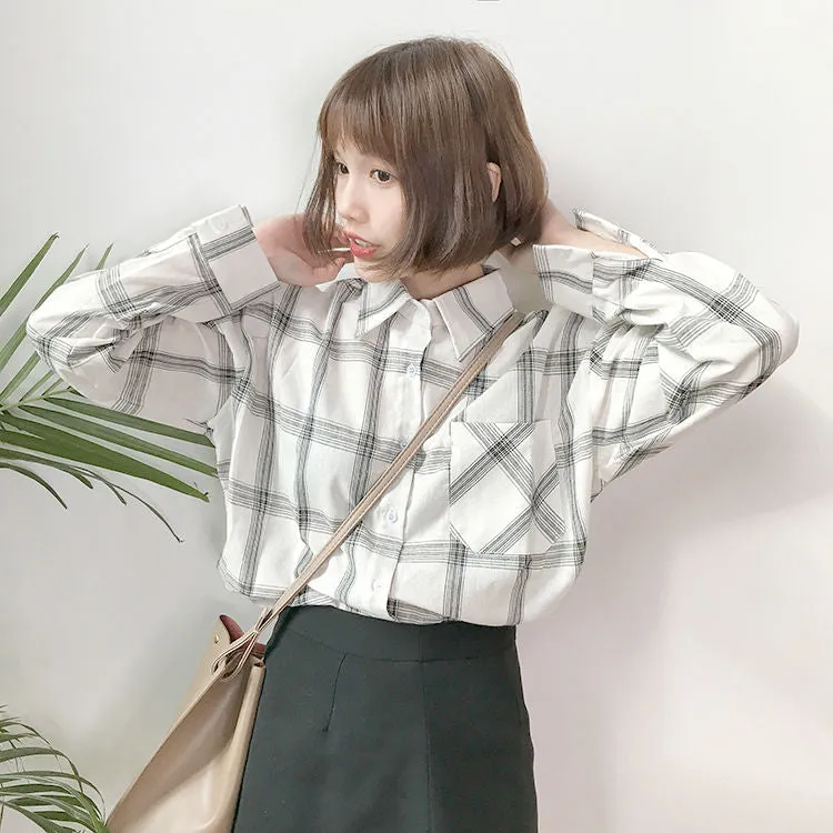 Loose Oversize Casual Plaid Shirt