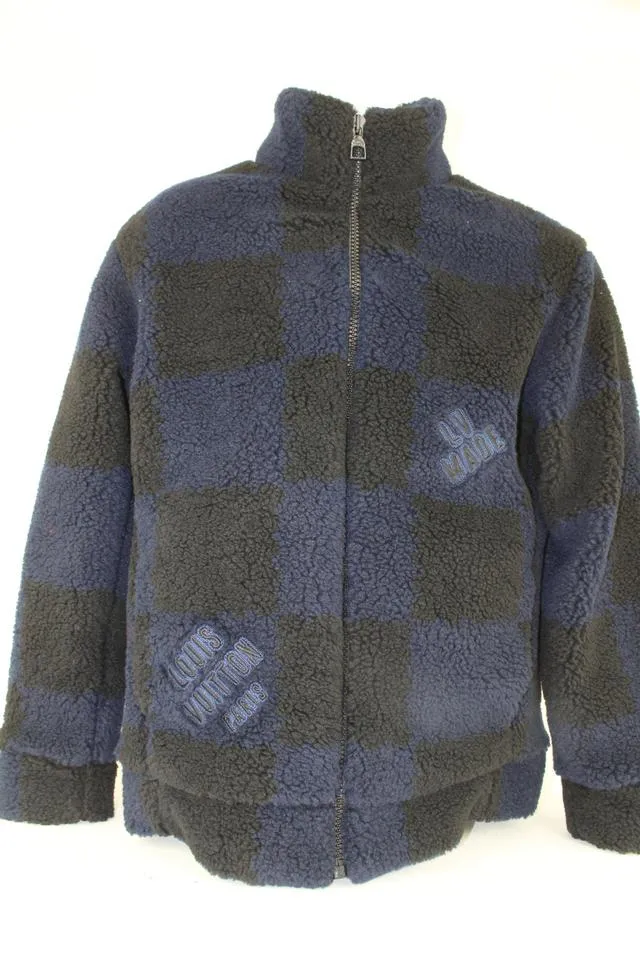 Louis Vuitton Men's S LV x Nigo Jacquared Damier Fleece Blouson Zip Jacket 1110lv1