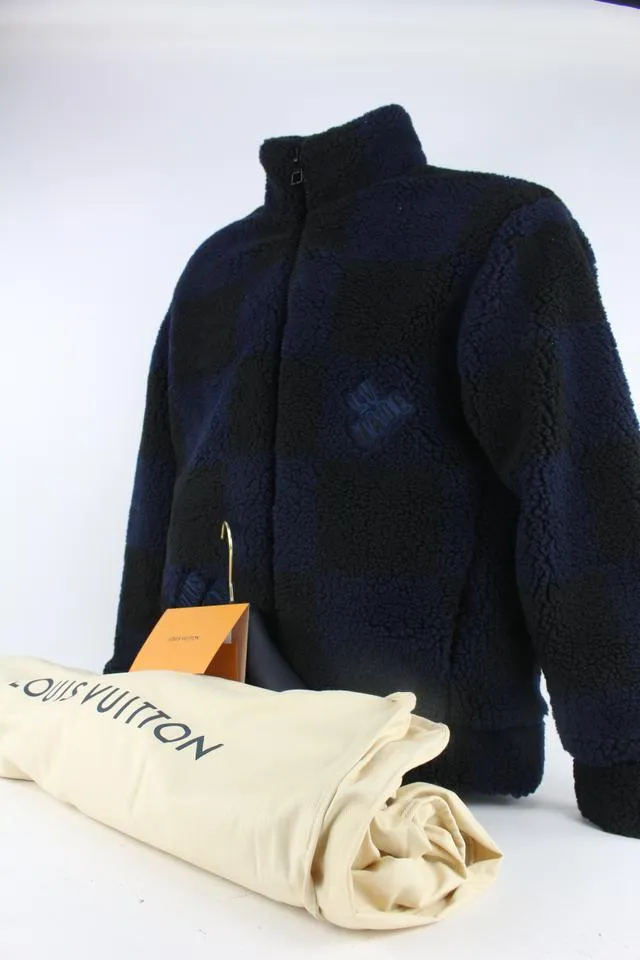 Louis Vuitton Men's S LV x Nigo Jacquared Damier Fleece Blouson Zip Jacket 1110lv1