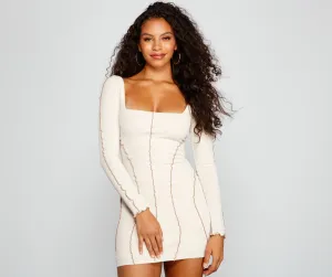 Make A Seam Charming Ribbed Knit Mini Dress