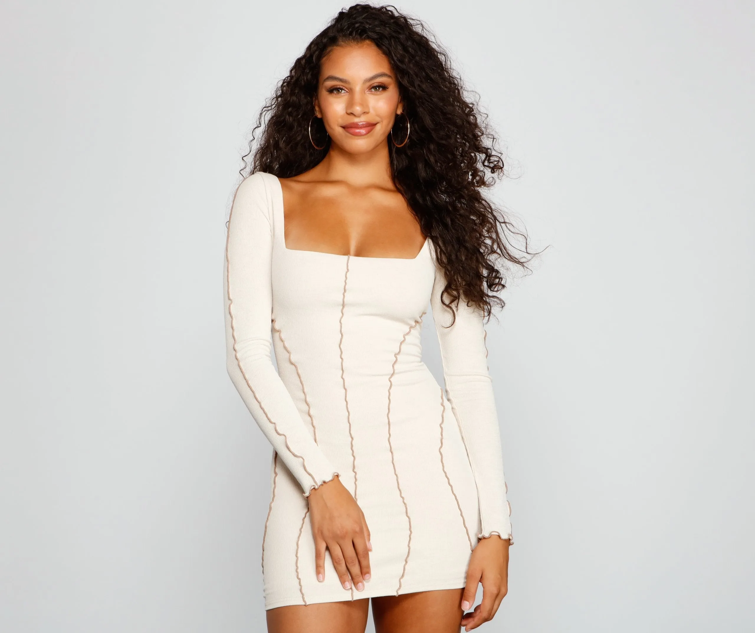 Make A Seam Charming Ribbed Knit Mini Dress