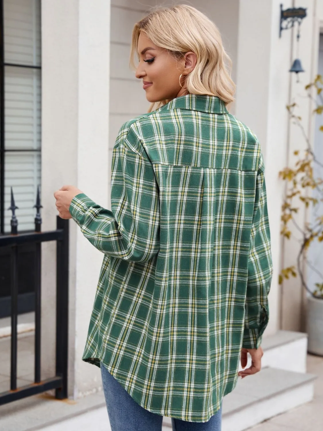 Mandy Plaid Button Up Long Sleeve Shirt S-2XL