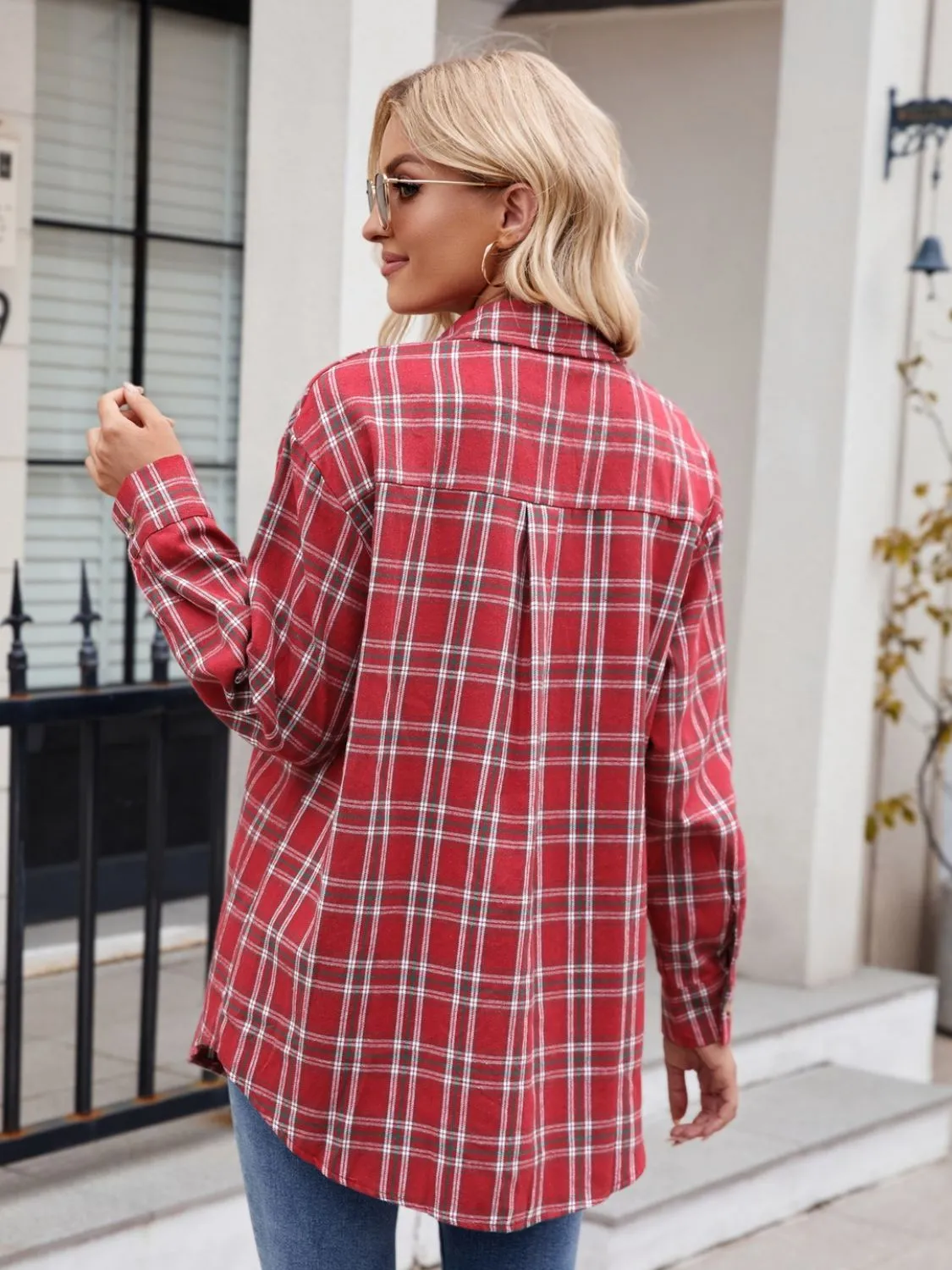 Mandy Plaid Button Up Long Sleeve Shirt S-2XL