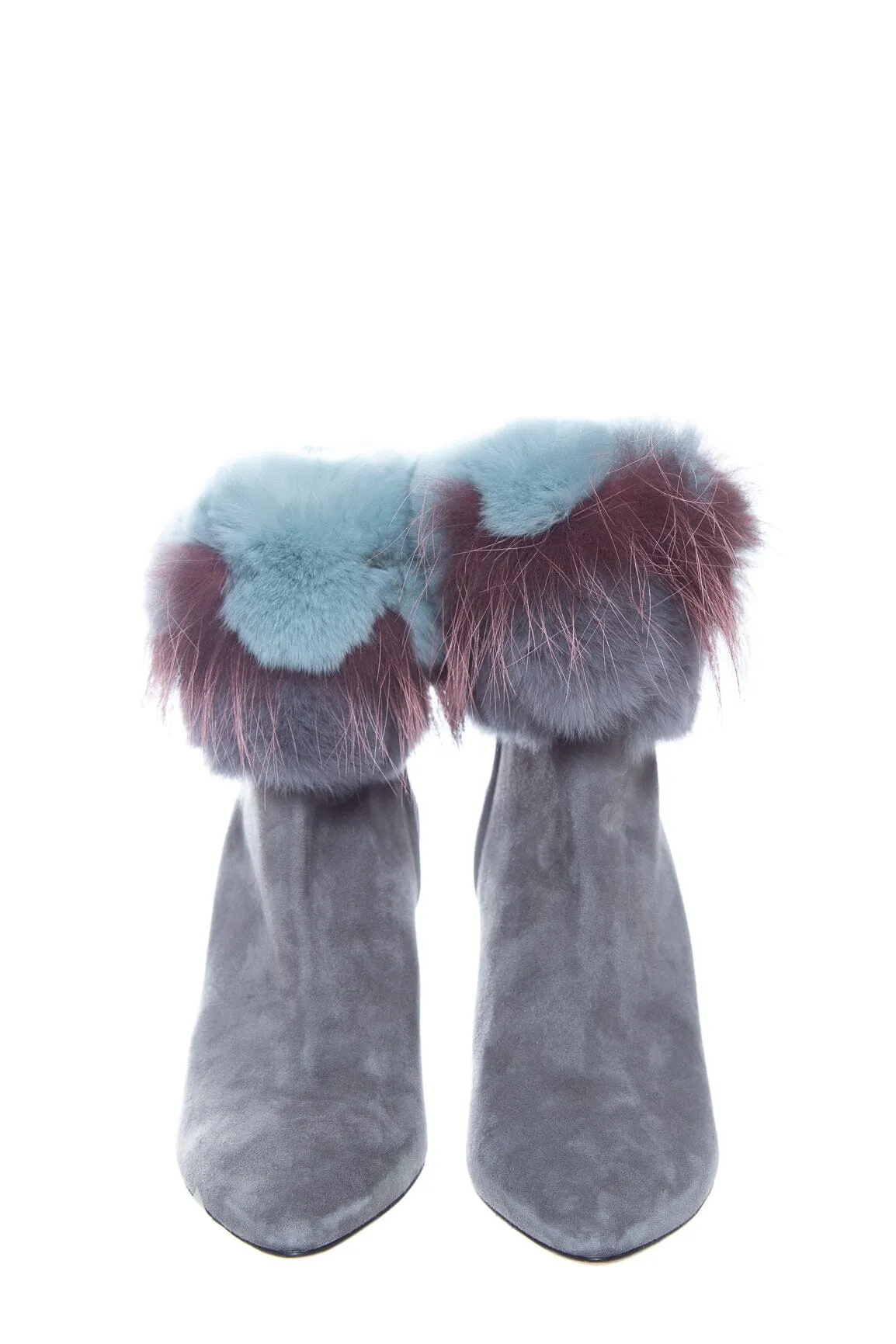 Manolo Blahnik Grey Suede Booties SZ 38.5