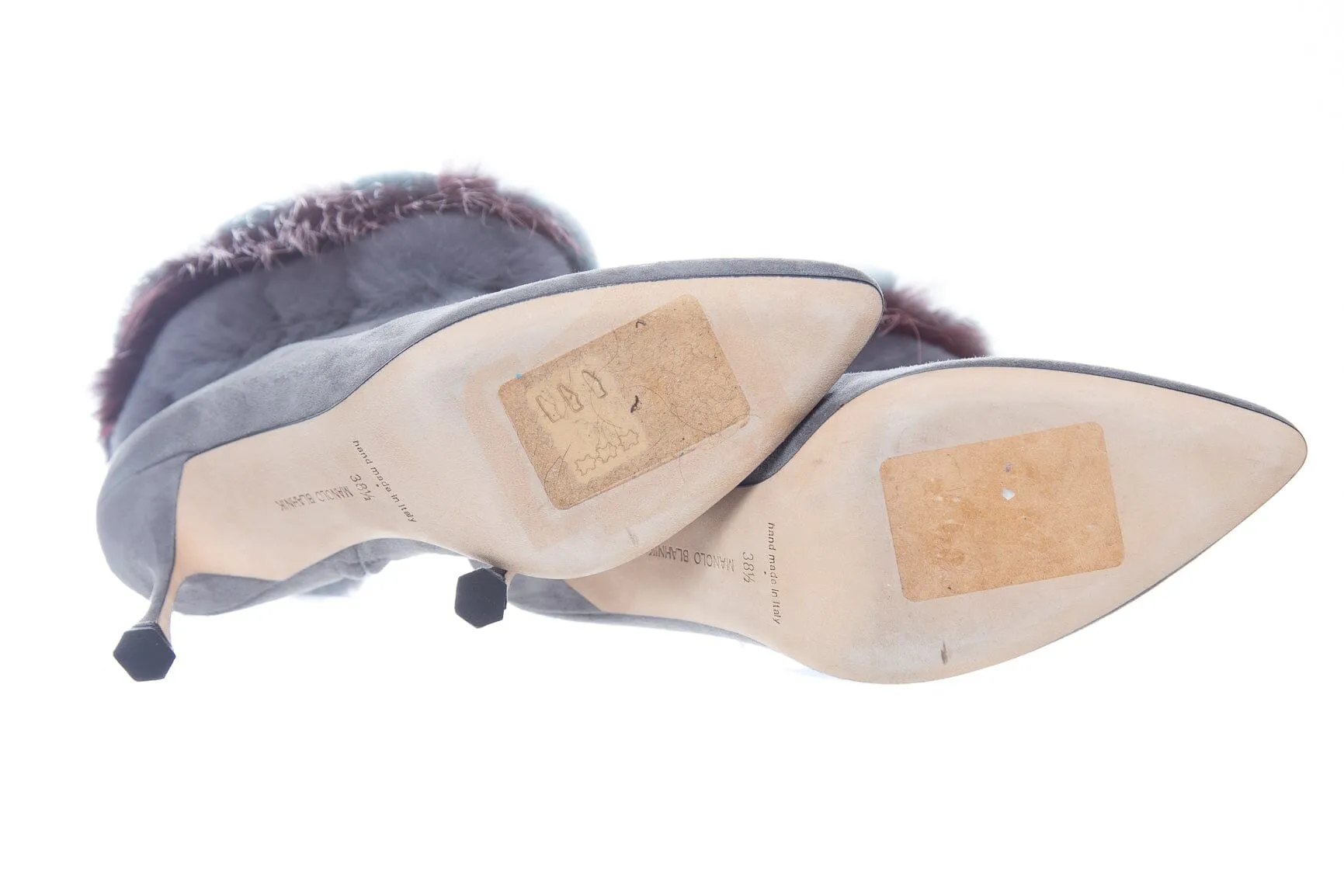 Manolo Blahnik Grey Suede Booties SZ 38.5