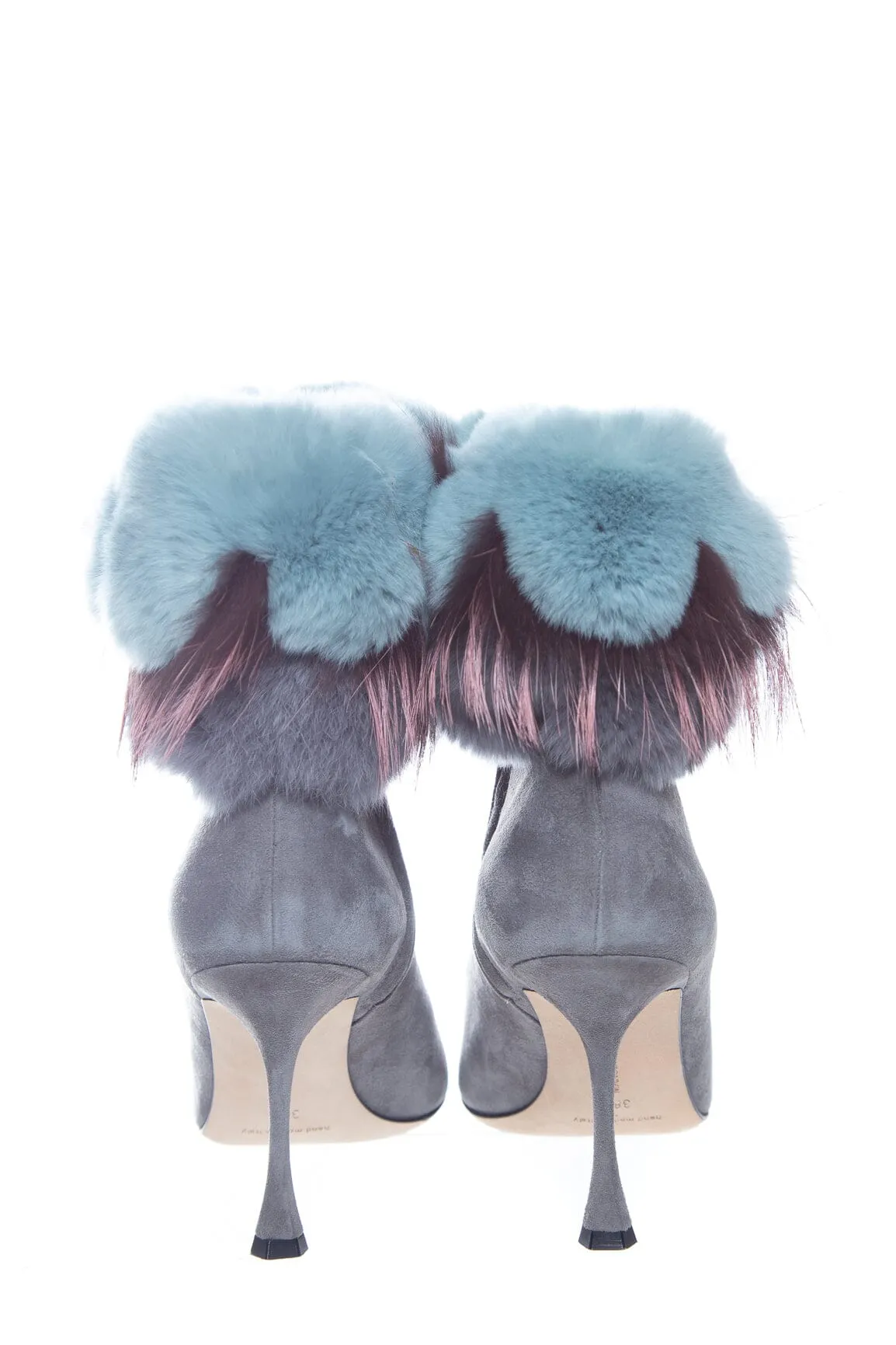 Manolo Blahnik Grey Suede Booties SZ 38.5