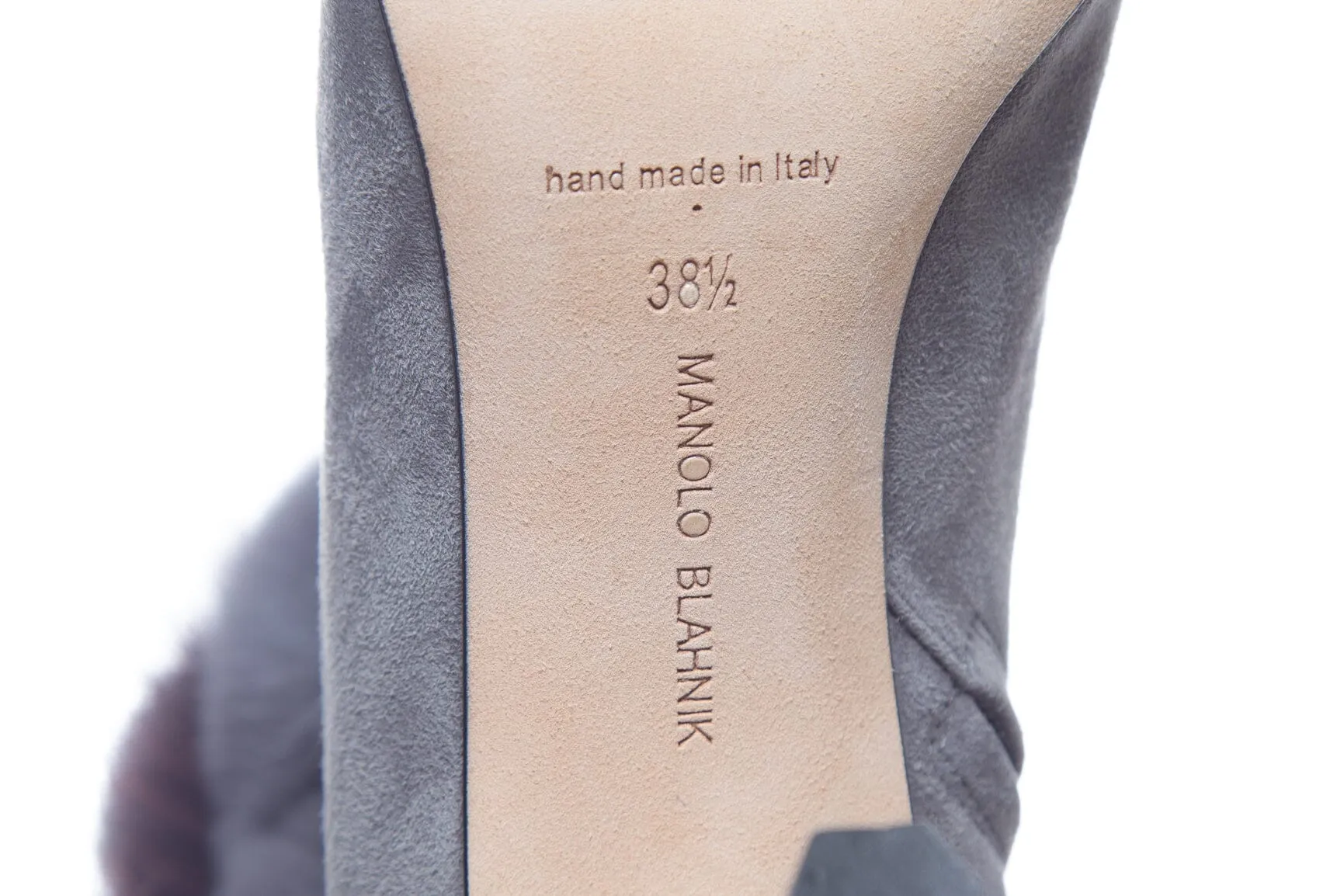 Manolo Blahnik Grey Suede Booties SZ 38.5