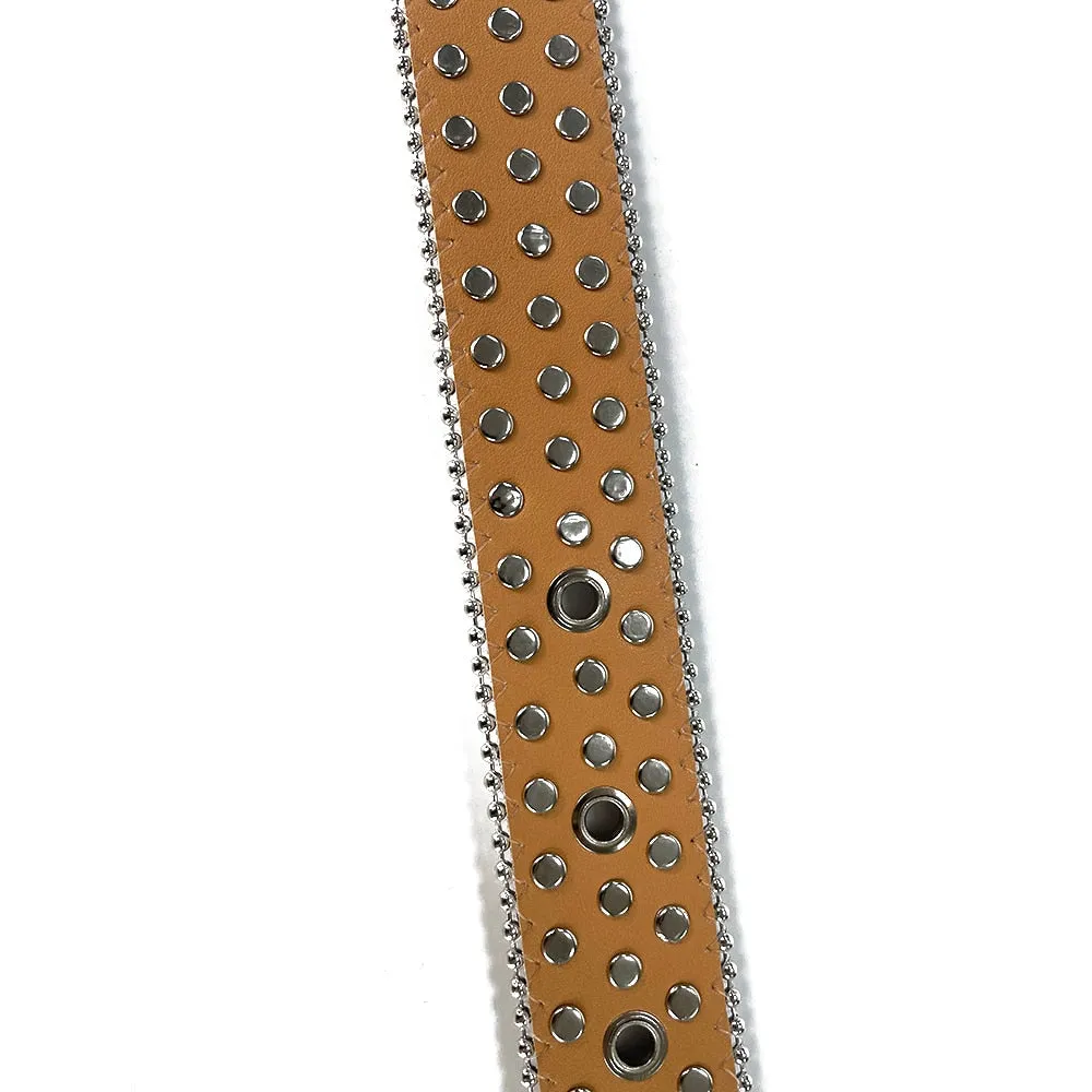 Mens Rhinestones Alligator Leather Belt Black White