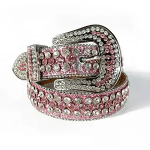 Mens Rhinestones Alligator Leather Belt Pink