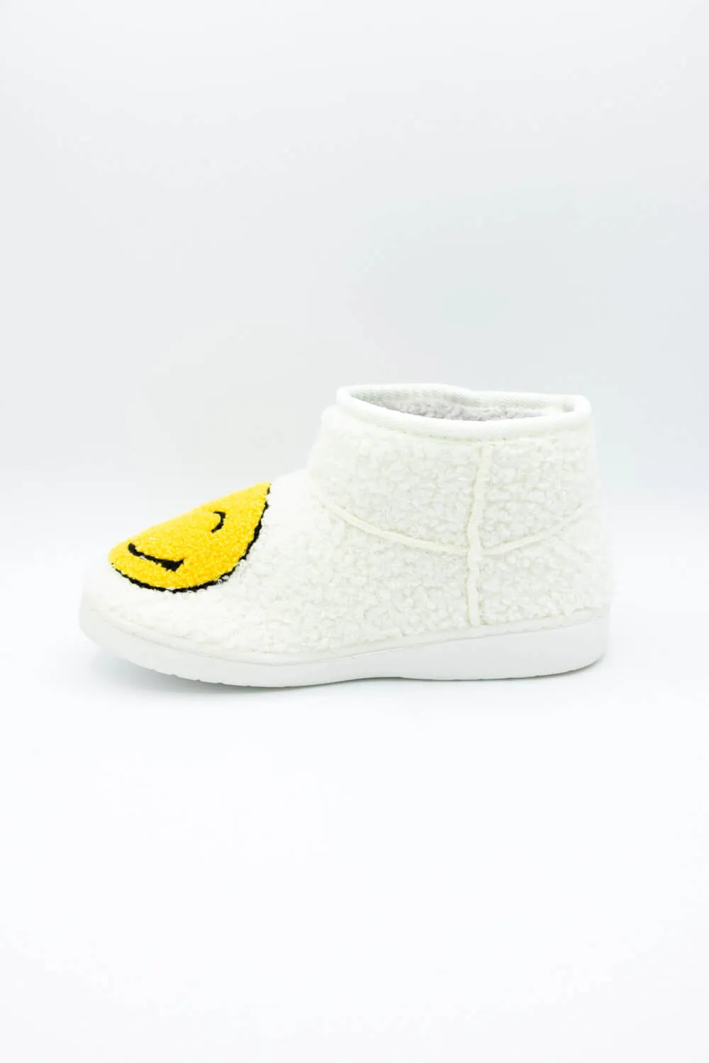 MIA Chill Smiley Face Slipper Booties for Women in White/Yellow | GS1412404-YELLOW