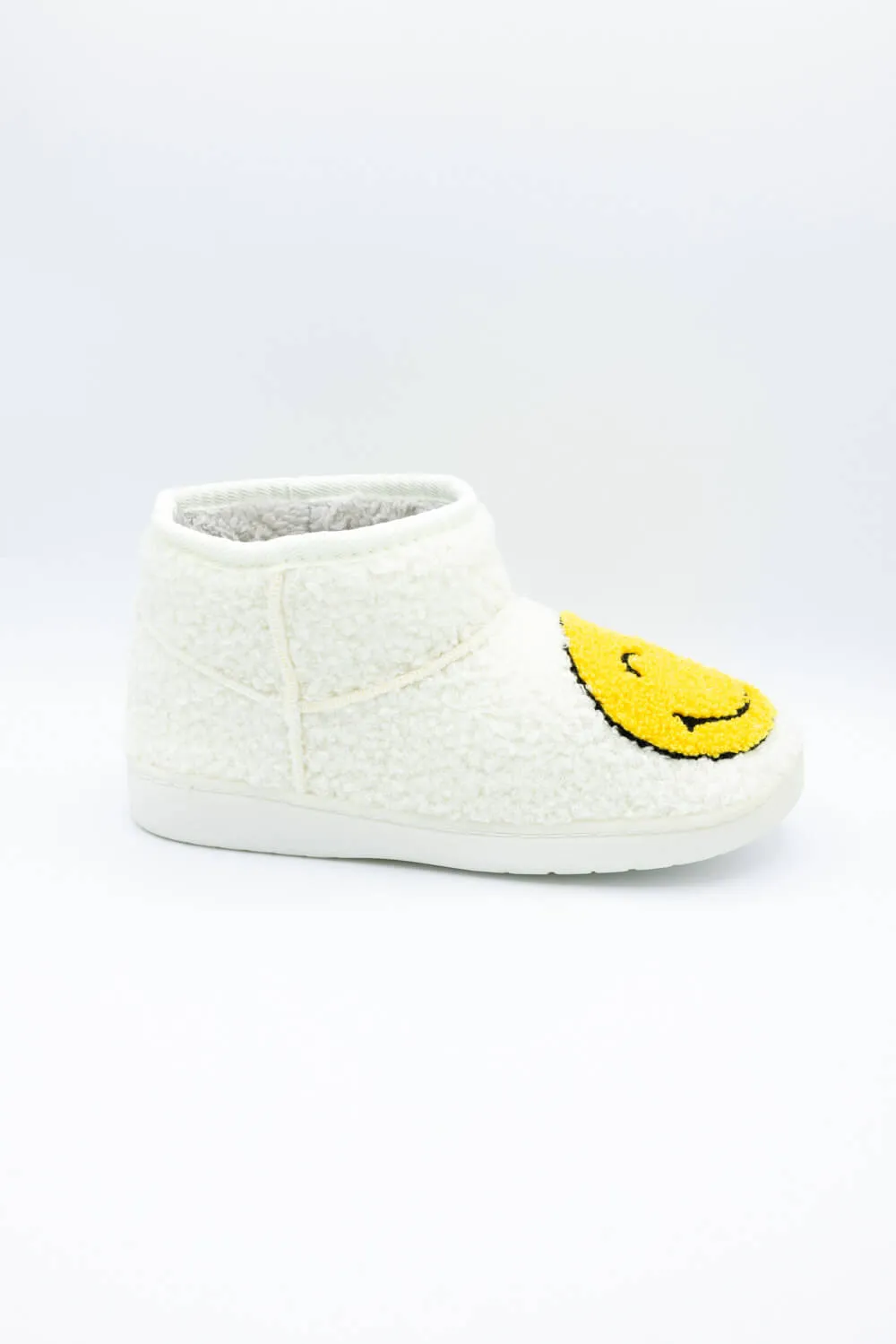 MIA Chill Smiley Face Slipper Booties for Women in White/Yellow | GS1412404-YELLOW