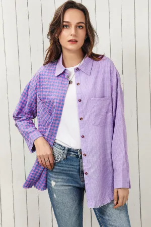 Milla Plaid Raw Hem Longline Shirt