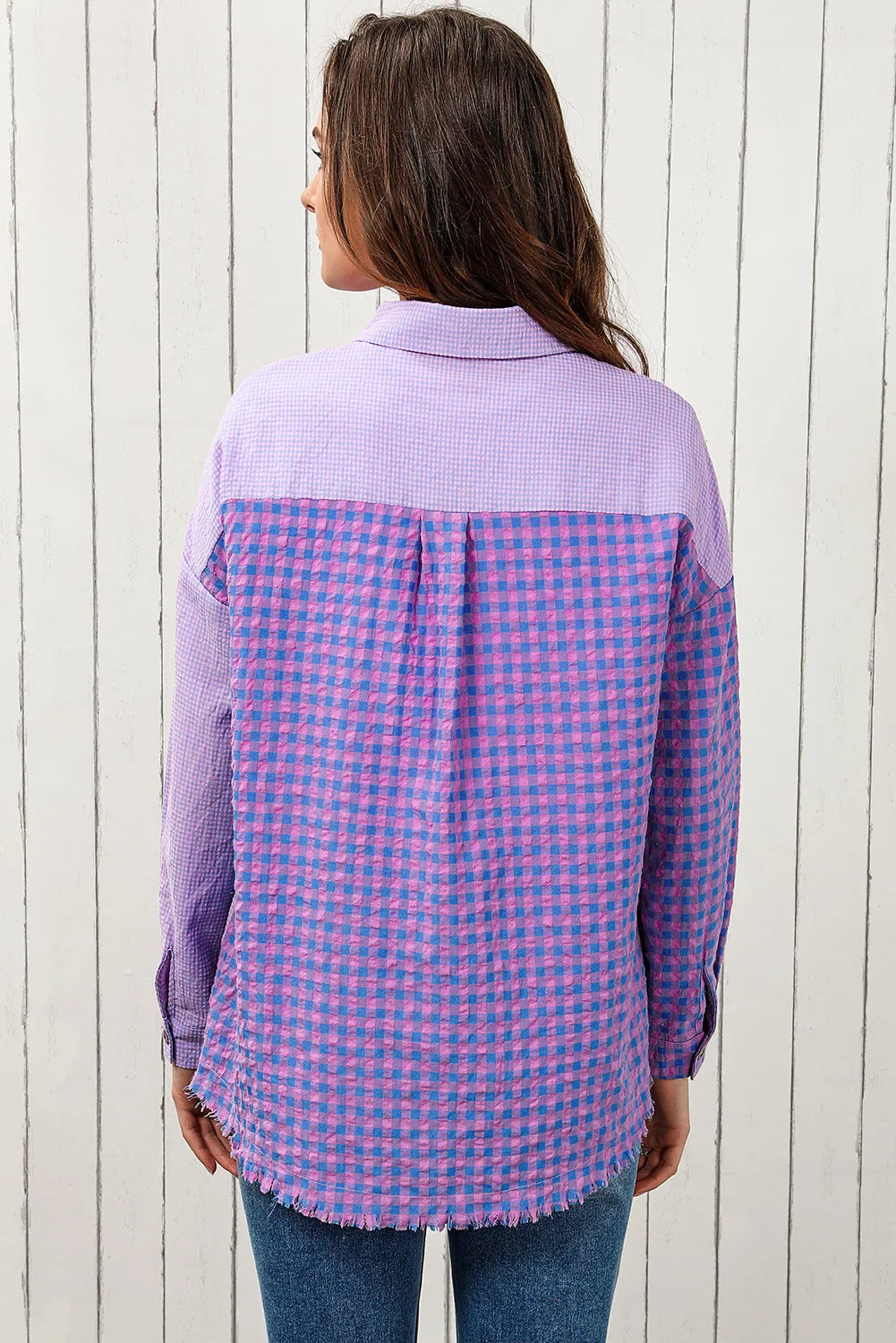 Milla Plaid Raw Hem Longline Shirt