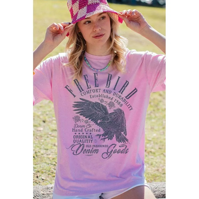 Mineral Washed Free Bird Graphic Tee