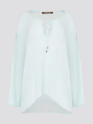 Mint Green Tie Front Blouse