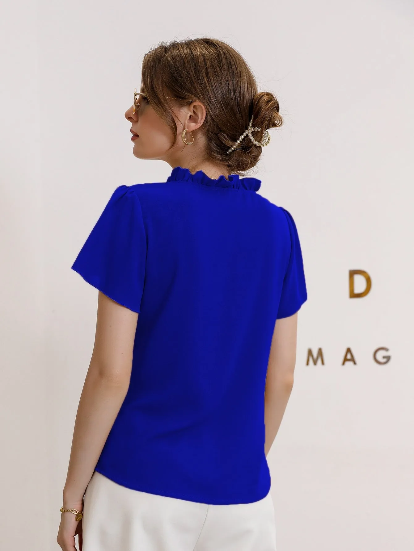 Modely Tie Neck Puff Sleeve Blouse