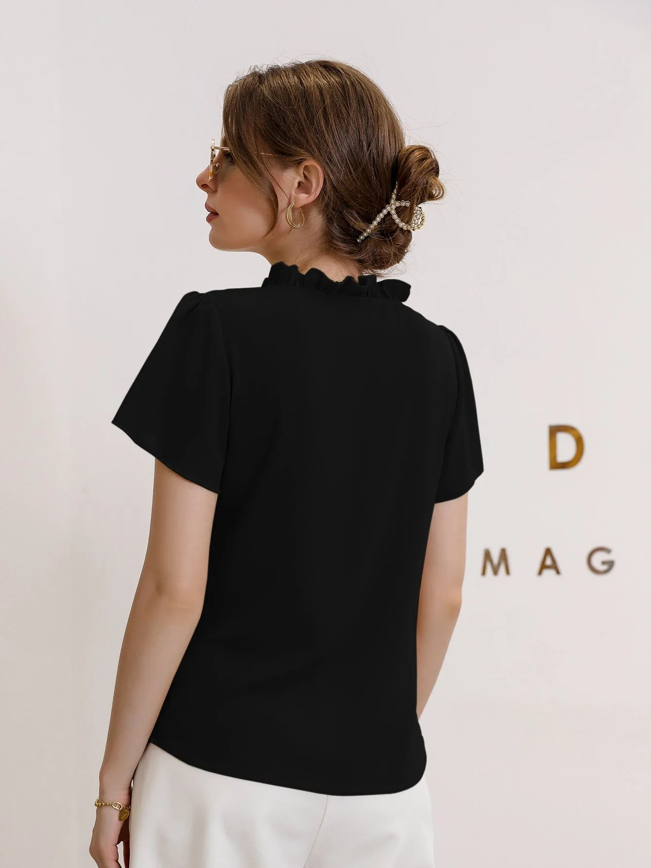 Modely Tie Neck Puff Sleeve Blouse