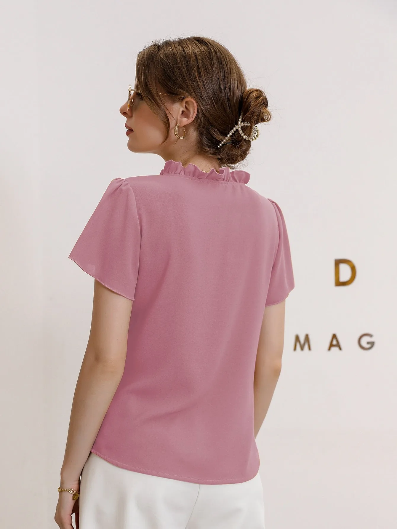 Modely Tie Neck Puff Sleeve Blouse