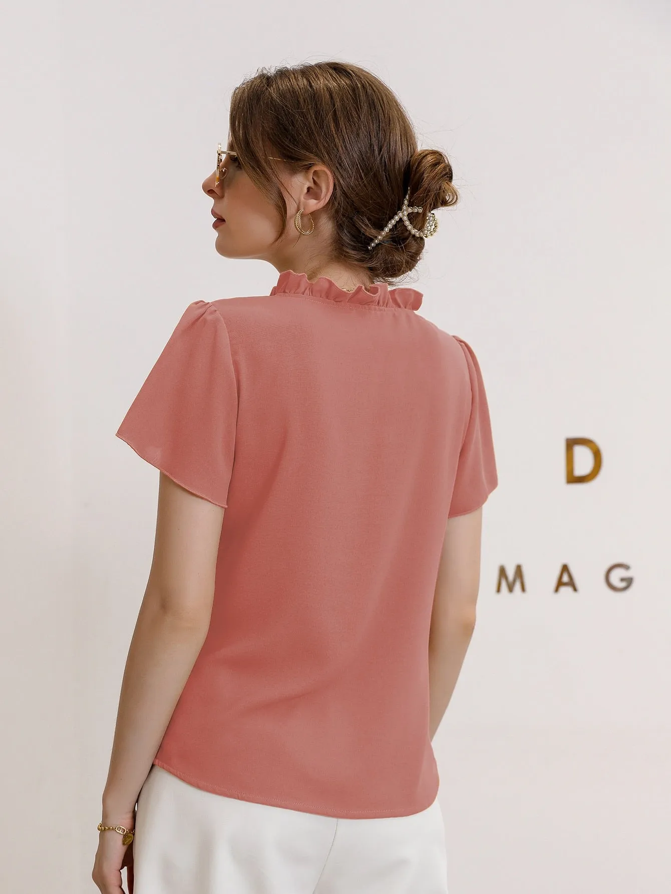 Modely Tie Neck Puff Sleeve Blouse