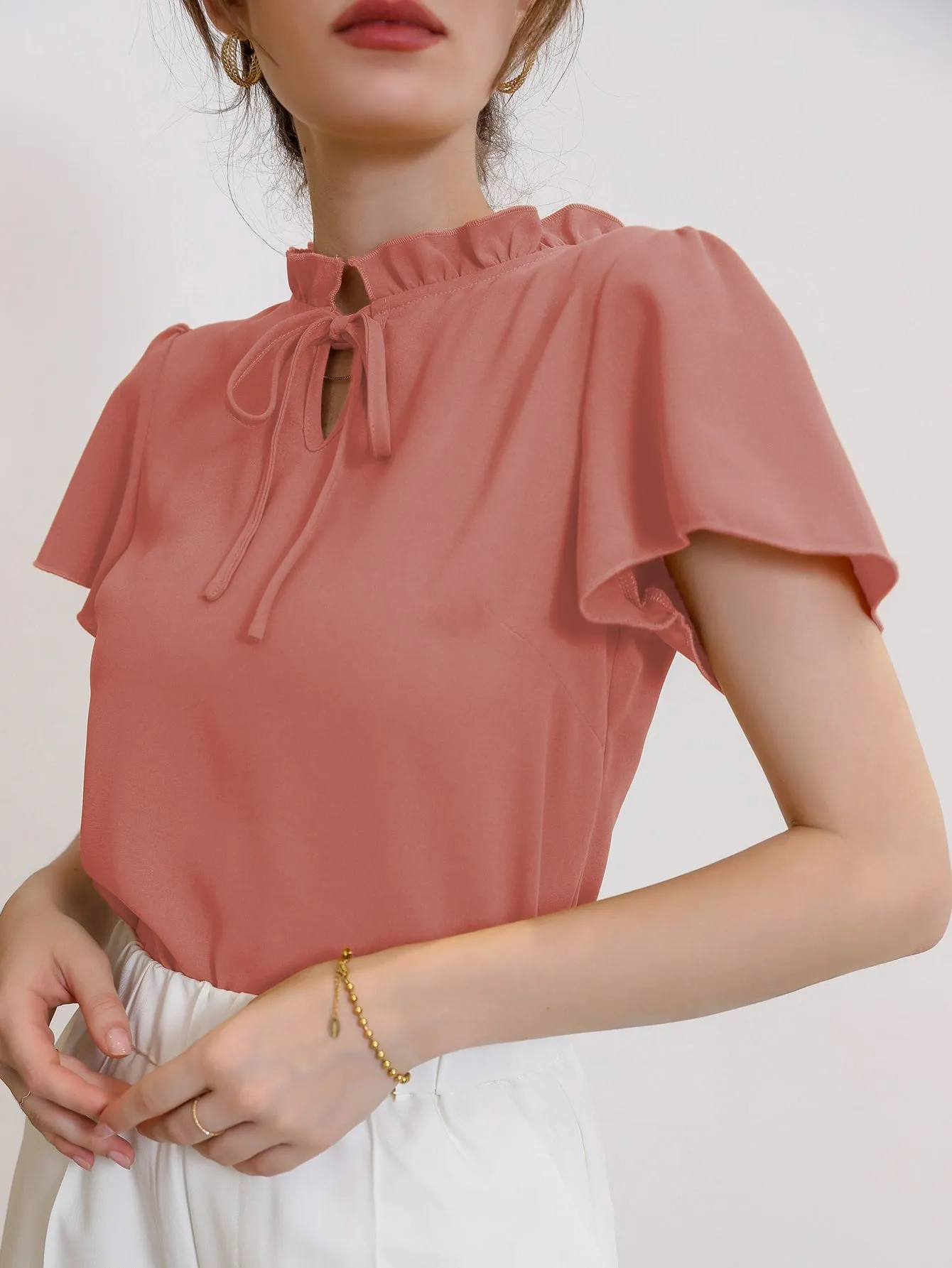 Modely Tie Neck Puff Sleeve Blouse