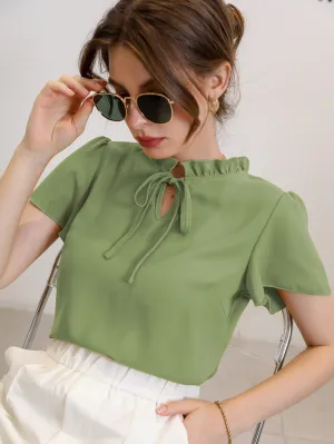 Modely Tie Neck Puff Sleeve Blouse