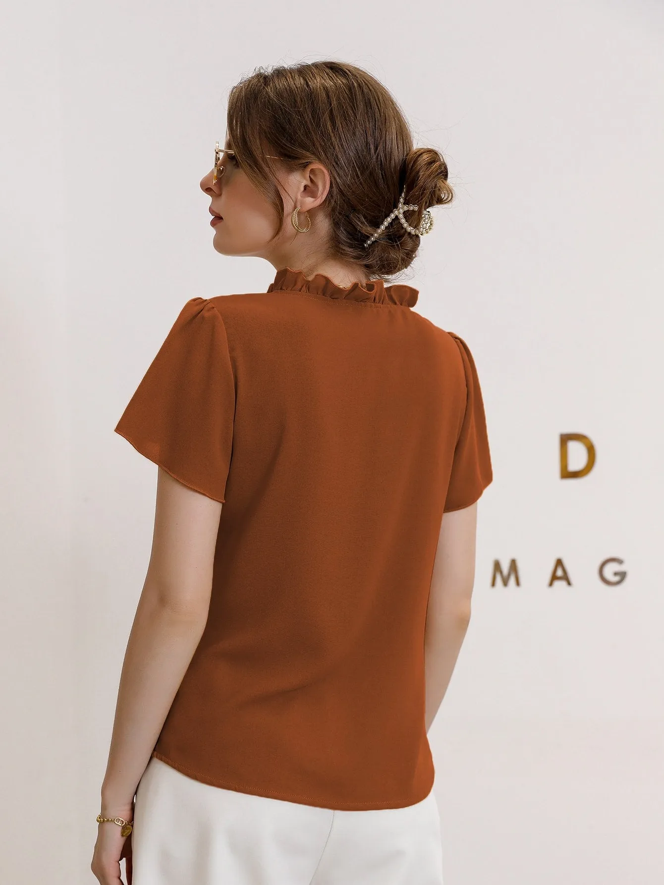 Modely Tie Neck Puff Sleeve Blouse