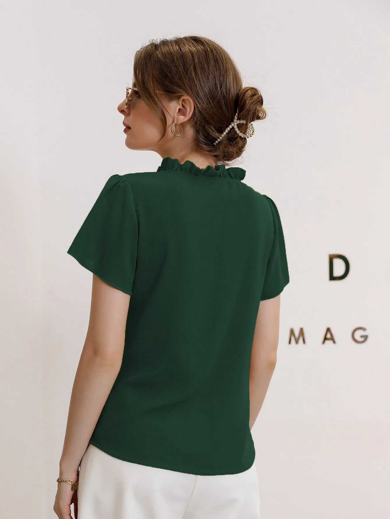 Modely Tie Neck Puff Sleeve Blouse