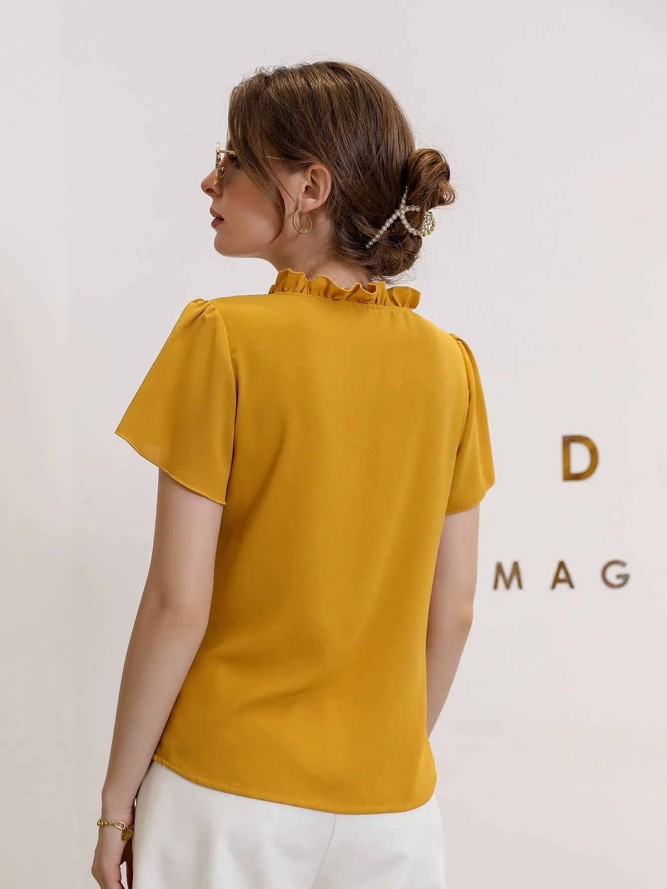 Modely Tie Neck Puff Sleeve Blouse