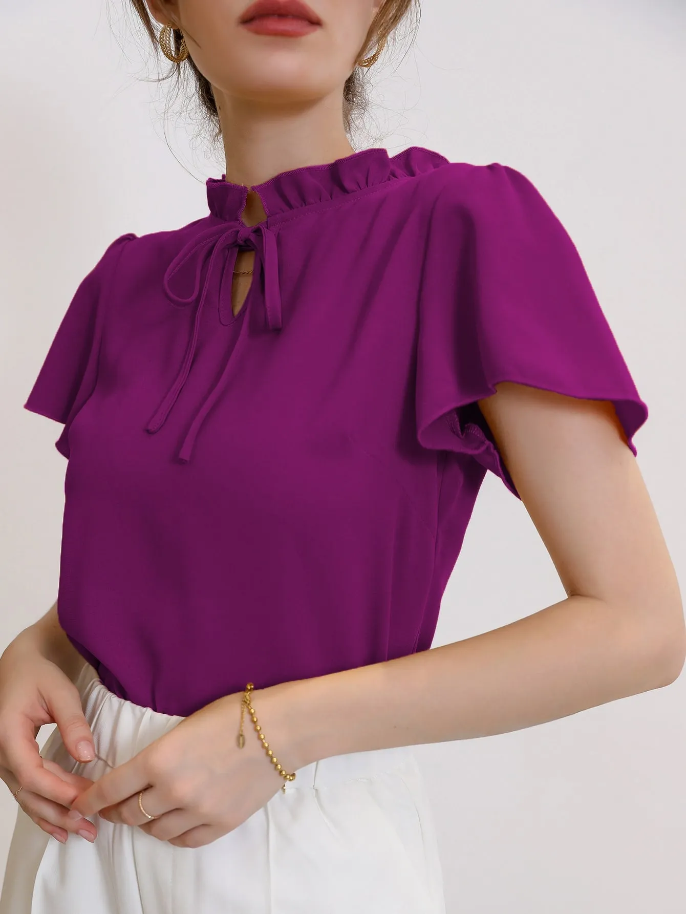 Modely Tie Neck Puff Sleeve Blouse