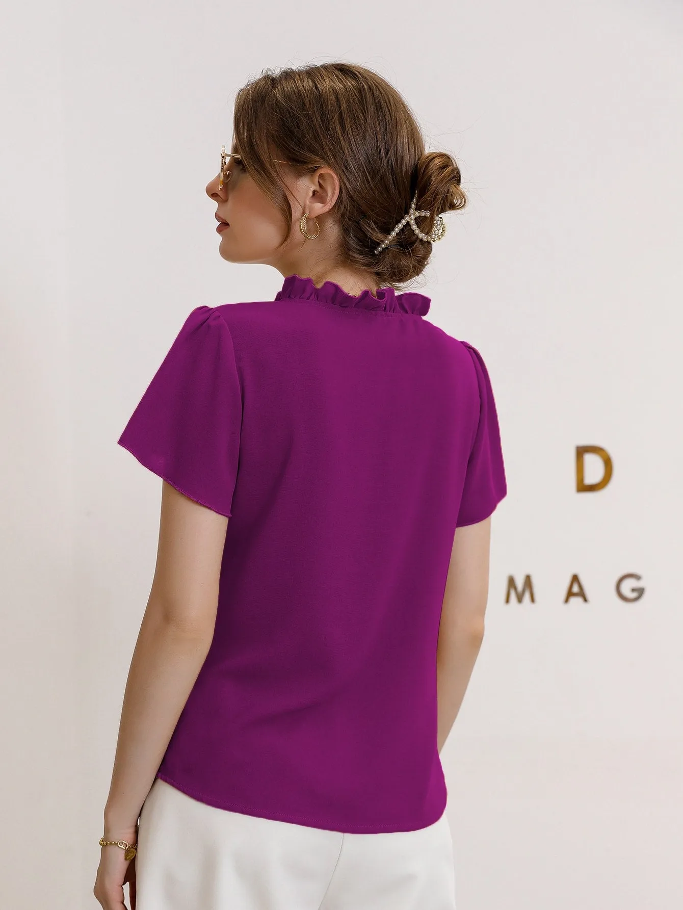 Modely Tie Neck Puff Sleeve Blouse