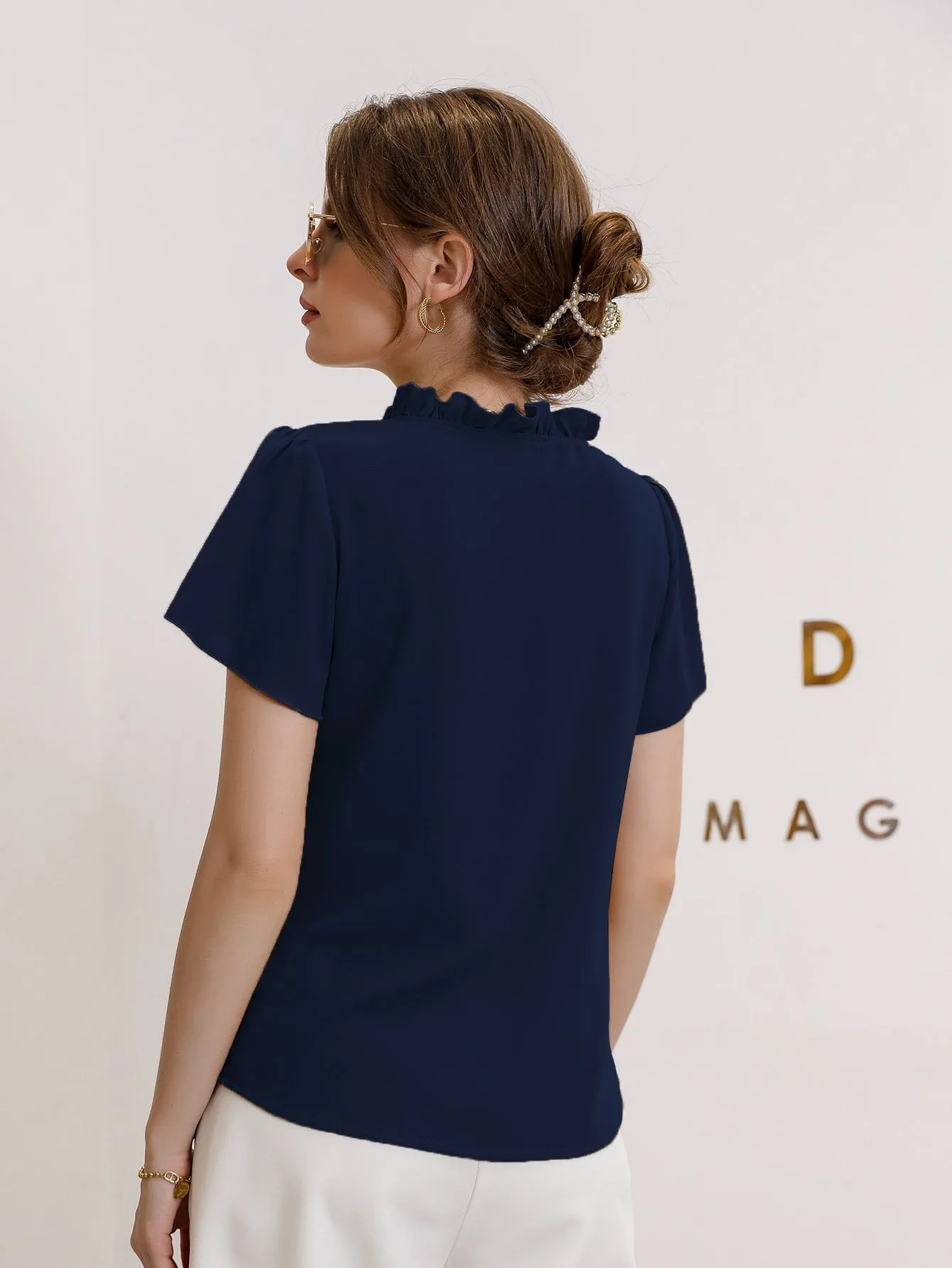 Modely Tie Neck Puff Sleeve Blouse